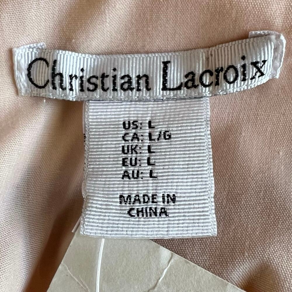 Christian Lacroix Midi Dress Cotton Blend Sleeveless Resort Peach Pink W's Large - Picture 15 of 15